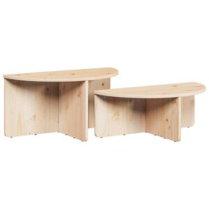 vidaXL Mesa de centro 2 pcs Natural Madeira de pinho maci&ccedil;a