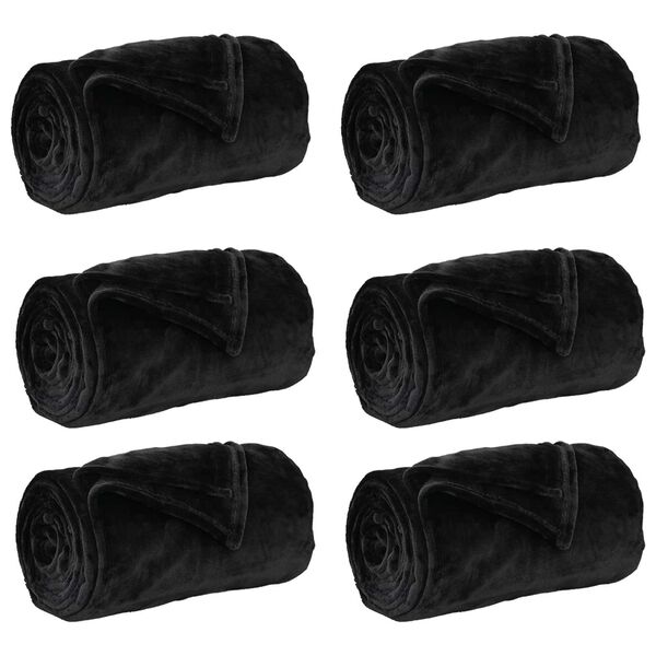 vidaXL Cobertores de Sof&aacute; 6 pcs Preto 220 x 240 cm L&atilde;