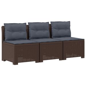 vidaXL Sof&aacute; de Jardim 3 Lugares com Almofadas visual Rattan PP