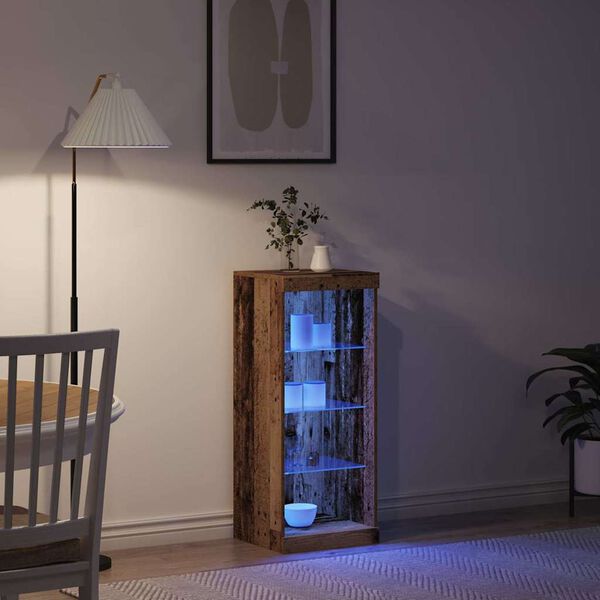 vidaXL Aparador LED Madeira antiga 41 x 37 x 100 cm Madeira processada