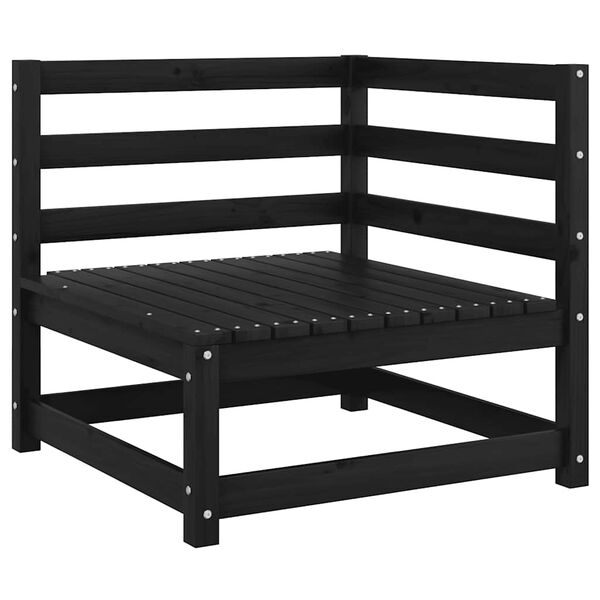 vidaXL Sof&aacute;s de canto para jardim 2 pcs madeira de pinho maci&ccedil;a preto