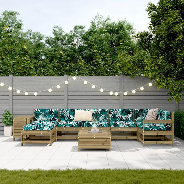 vidaXL 9 pcs conjunto sof&aacute;s jardim madeira de pinho impregnada