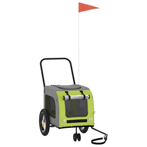 vidaXL Atrelado de bicicleta para animais de estima&ccedil;&atilde;o Verde e Cinza