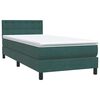 vidaXL Cama box spring c/ colch&atilde;o e LED 100x210 cm veludo verde-escuro