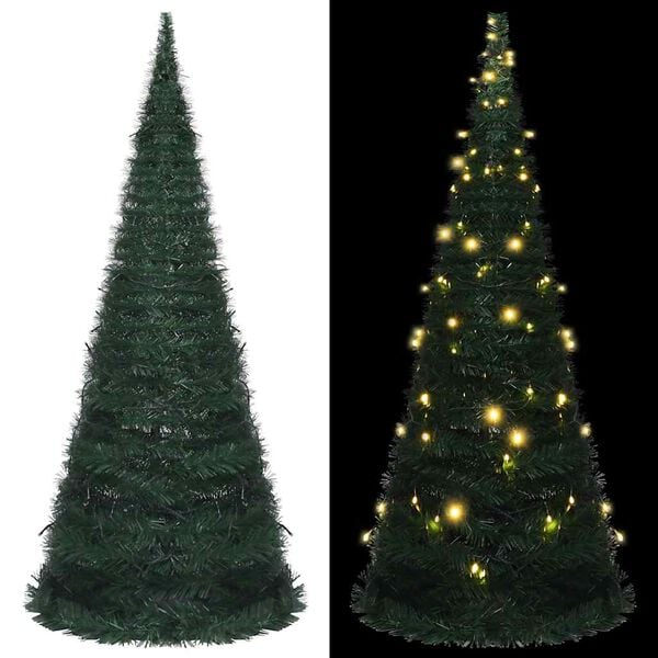 vidaXL Árvore Natal pop-up artificial pré-iluminada 210 cm verde