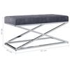 vidaXL Banco 97 cm veludo e a&ccedil;o inoxid&aacute;vel cinzento
