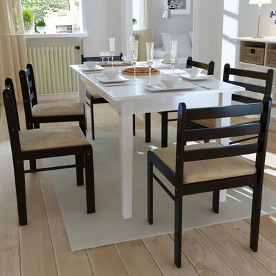 vidaXL Cadeiras de jantar 6 pcs madeira maciça e veludo castanho