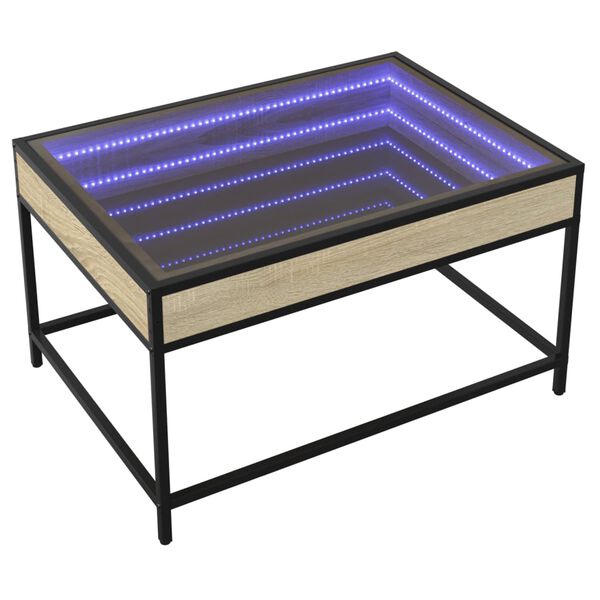 vidaXL Mesa de centro luzes LED Infinity 70x50x41 cm carvalho sonoma