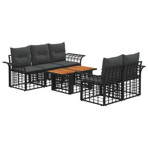 vidaXL Conjunto de Sof&aacute; de Jardim 6 unid. Preto e Cinza Escuro vime PE