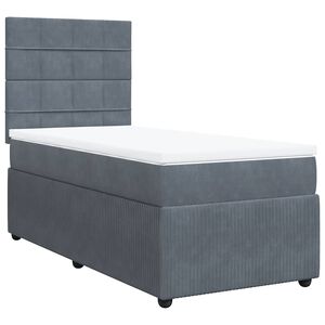 vidaXL Cama com molas/colch&atilde;o 80x200 cm veludo cinza-escuro