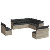 vidaXL 11 pcs conjunto sof&aacute;s de jardim c/ almofad&otilde;es vime PE cinzento