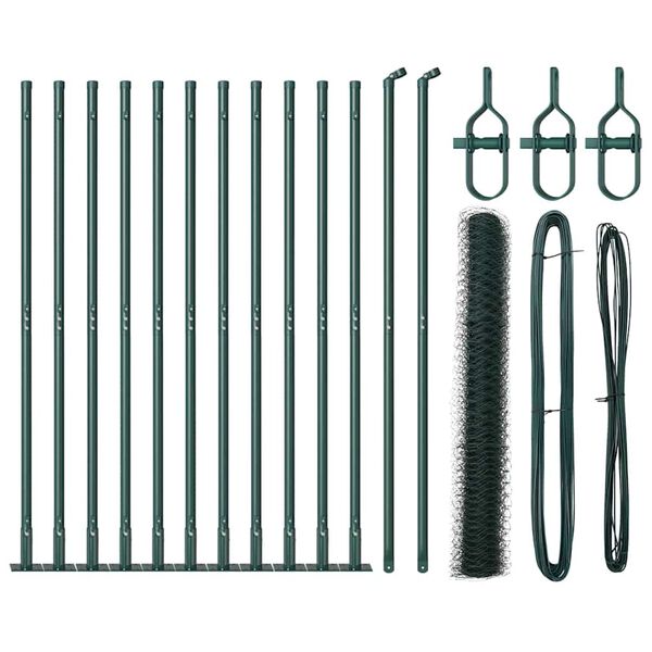 vidaXL Cerca com Postes Verde 1.2 x 25 m Aço revestido de PVC