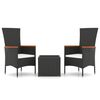 vidaXL 3 pcs conjunto lounge de jardim vime PE e a&ccedil;o preto