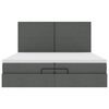 vidaXL Estrutura de cama otomana com colch&otilde;es tecido cinzento escuro