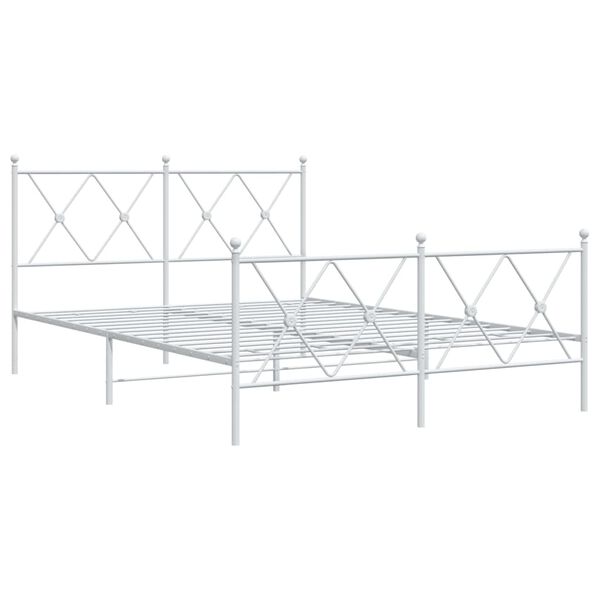 vidaXL Estrutura de cama com cabeceira e p&eacute;s 140x200 cm metal branco