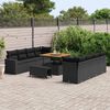 vidaXL Conjunto de Sof&aacute; de Jardim com almofada 12 pcs Preto vime PE