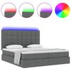 vidaXL Cama com luzes de tira LED Cinza Escuro 200 x 200 cm tecido