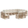 vidaXL Conjunto de Sof&aacute;s para Exterior 12 lugar Natural e Branco Creme