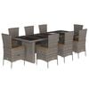 vidaXL 9 pcs conjunto de jantar p/ jardim c/ almofad&otilde;es vime PE cinza