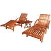 vidaXL Espregui&ccedil;adeiras com mesa 2 pcs madeira ac&aacute;cia maci&ccedil;a