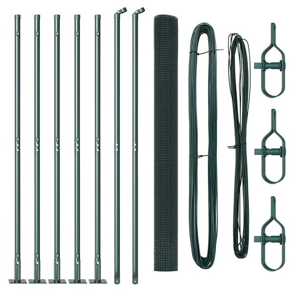 vidaXL Poste de Cerca Verde 10 x 1,6 m (malha 16 x 16 mm) A&ccedil;o e PVC