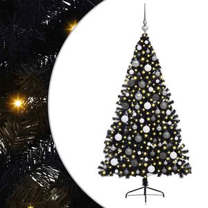 vidaXL &Aacute;rvore de Natal Artificial Pr&eacute;-iluminada Preto 180 cm PVC