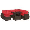 vidaXL Conjunto de sof&aacute; de jardim com 8 pe&ccedil;as e almofadas em rattan sint&eacute;tico marrom