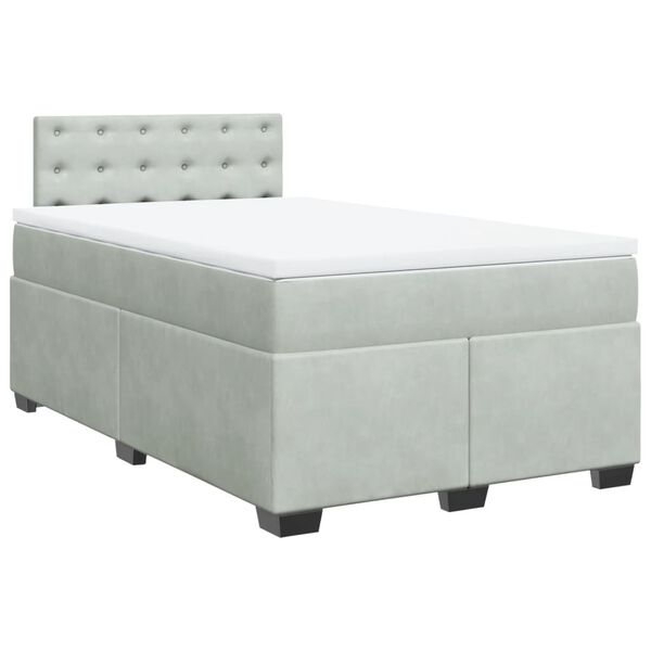 vidaXL Cama boxspring c/ colch&atilde;o 120x200 cm veludo cinzento-claro