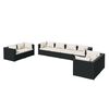 vidaXL 8 pcs conjunto lounge de jardim c/ almofad&otilde;es vime PE preto