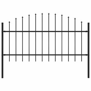 vidaXL Cerca de jardim Woerden com ponta em forma de lan&ccedil;a, em a&ccedil;o, 170x125 cm, preto