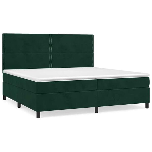 vidaXL Cama com molas/colch&atilde;o 200x200 cm veludo verde-escuro