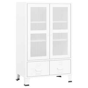 vidaXL Aparador de arruma&ccedil;&atilde;o industrial 70x40x115 cm metal branco