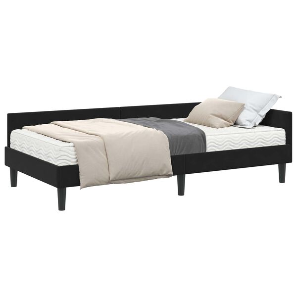 vidaXL Estrutura de Cama de Canto com Colch&atilde;o 2 pcs Preto Veludo