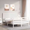 vidaXL Estrutura de cama com cabeceira 140x200cm madeira maci&ccedil;a branco