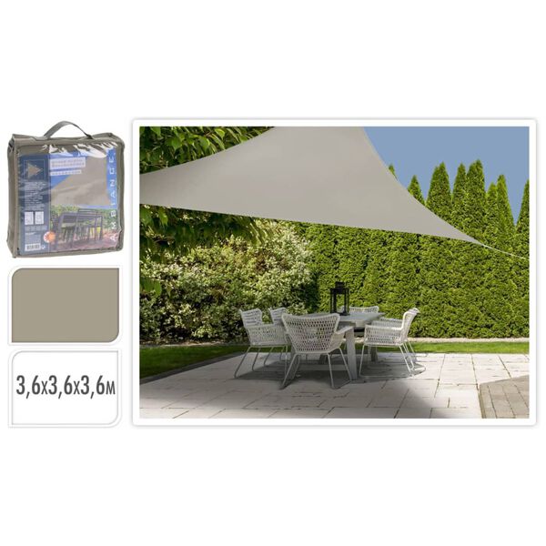 ProGarden Para-sol 3,6x3,6x3,6 m triangular cor areia