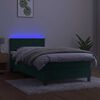 vidaXL Cama box spring c/ colch&atilde;o/LED 80x200 cm veludo verde-escuro