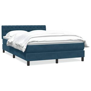 vidaXL Cama com molas/colch&atilde;o 140x210 cm veludo azul-escuro