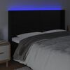 vidaXL Cabeceira cama c/ LED couro artificial 203x16x118/128 cm preto