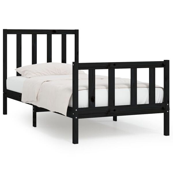 vidaXL Estrutura de cama 100x200 cm madeira maci&ccedil;a preto