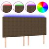 vidaXL Cabeceira de cama c/ LED tecido 160x5x118/128 cm castanho