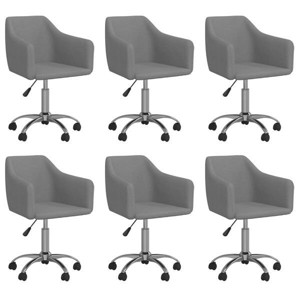 vidaXL Cadeiras de jantar girat&oacute;rias 6 pcs tecido cinzento-claro