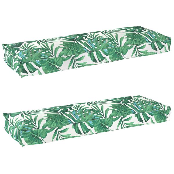 vidaXL Conjunto de Almofadas para Palete Floral 2 pcs Padr&atilde;o de Folhas