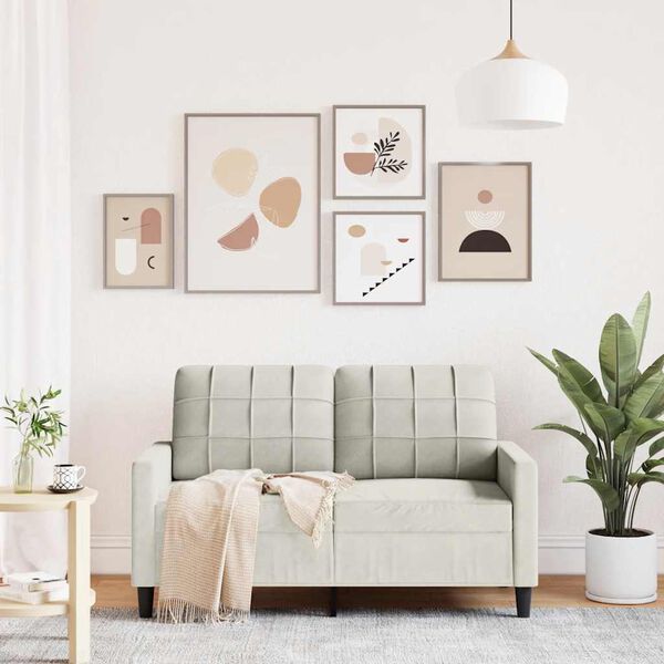 vidaXL Sofá de 2 lugares veludo 120 cm cor creme
