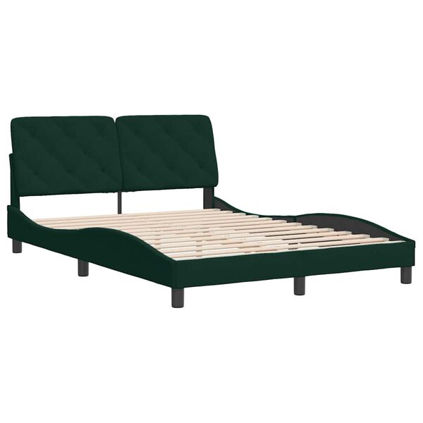 vidaXL Estrutura de cama sem colch&atilde;o 140x190 cm veludo verde-escuro
