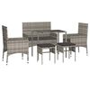 vidaXL 6 pcs conjunto lounge de jardim c/ almofad&otilde;es vime PE cinzento