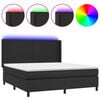 vidaXL Cama box spring c/ colch&atilde;o/LED 160x200cm couro artificial preto