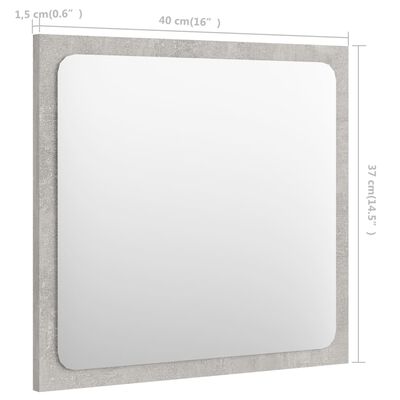 vidaXL Espelho de casa de banho 40x1,5x37 cm contrapl. cinza cimento