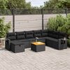 vidaXL 9 pcs conjunto de sof&aacute;s p/ jardim c/ almofad&otilde;es vime PE preto