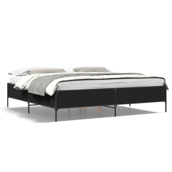 vidaXL Estrutura de cama 180x200 cm derivados de madeira/metal preto