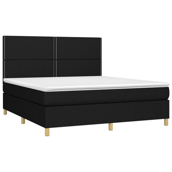 vidaXL Cama box spring c/ colch&atilde;o e LED 160x200 cm tecido preto